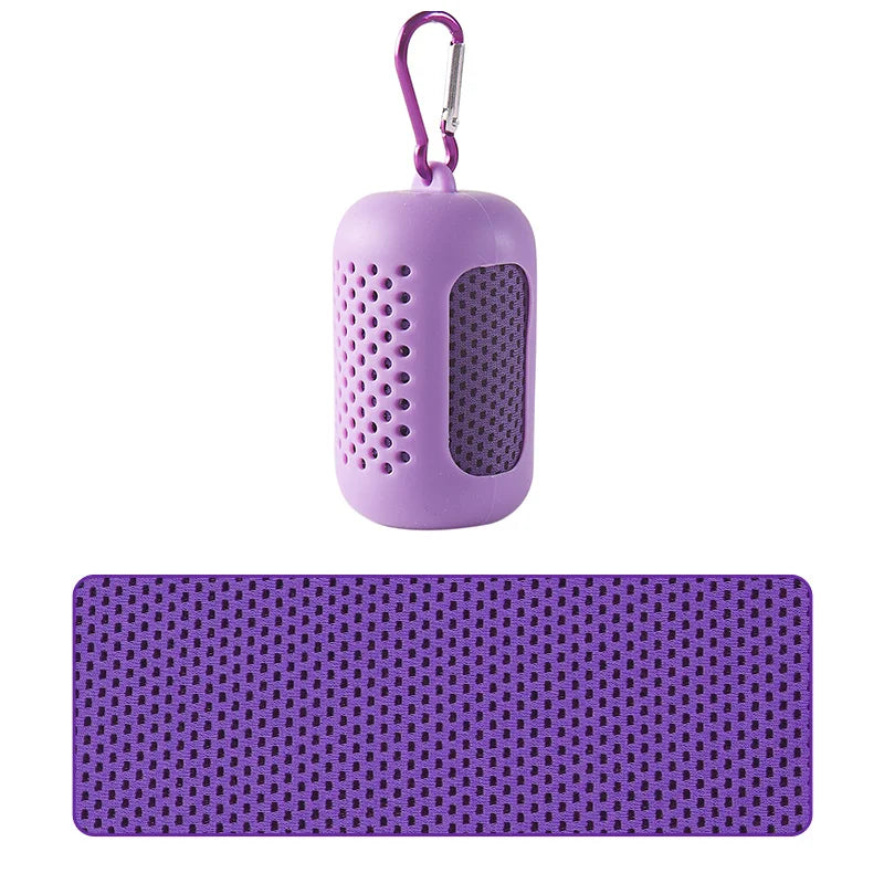 Portable Cooling Towel with Silicone Case Quick-Dry Sports Beach Towel