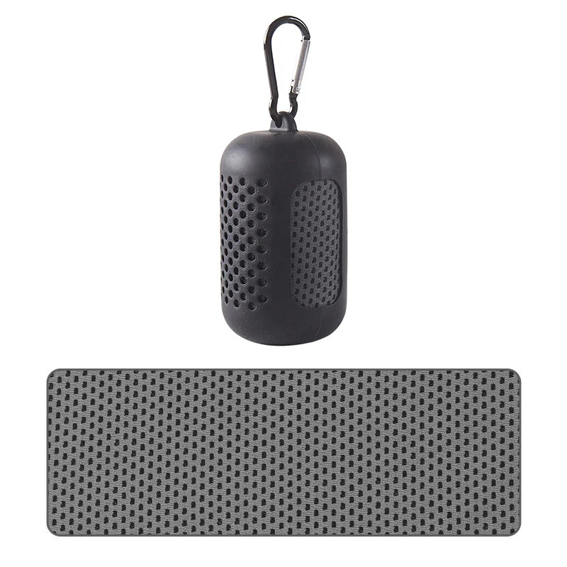 Portable Cooling Towel with Silicone Case Quick-Dry Sports Beach Towel