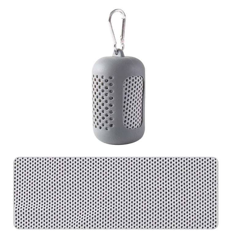Portable Cooling Towel with Silicone Case Quick-Dry Sports Beach Towel
