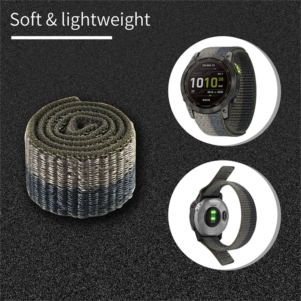 QuickFit Nylon Loop Strap for Garmin Tactix & Fenix 22mm/26mm