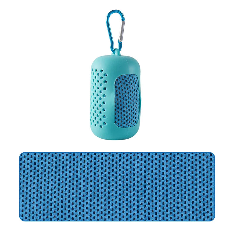 Portable Cooling Towel with Silicone Case Quick-Dry Sports Beach Towel