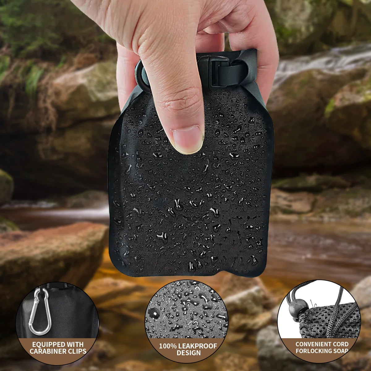 Waterproof Leakproof Soap Bar Travel Case with Quick-Dry Pouch
