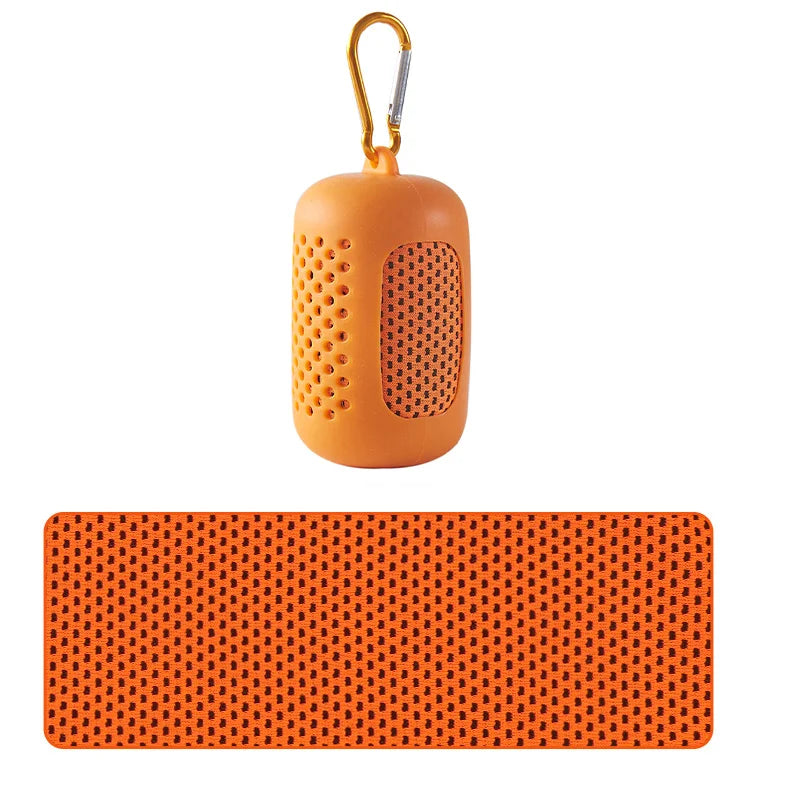 Portable Cooling Towel with Silicone Case Quick-Dry Sports Beach Towel