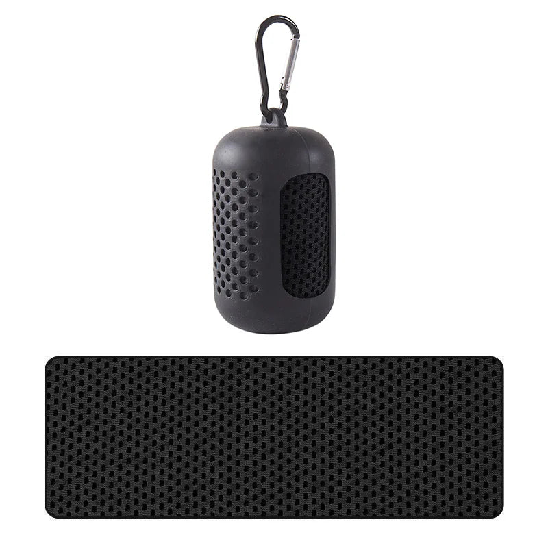 Portable Cooling Towel with Silicone Case Quick-Dry Sports Beach Towel