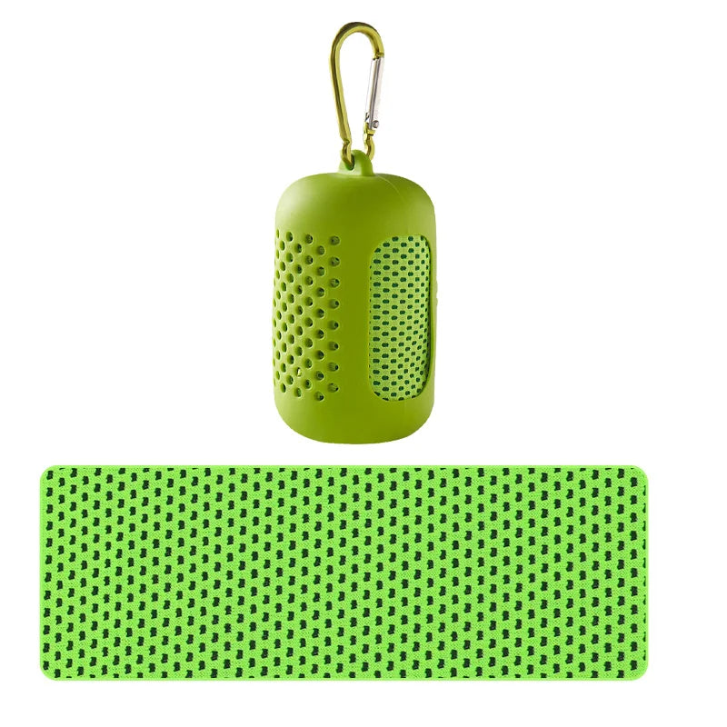 Portable Cooling Towel with Silicone Case Quick-Dry Sports Beach Towel