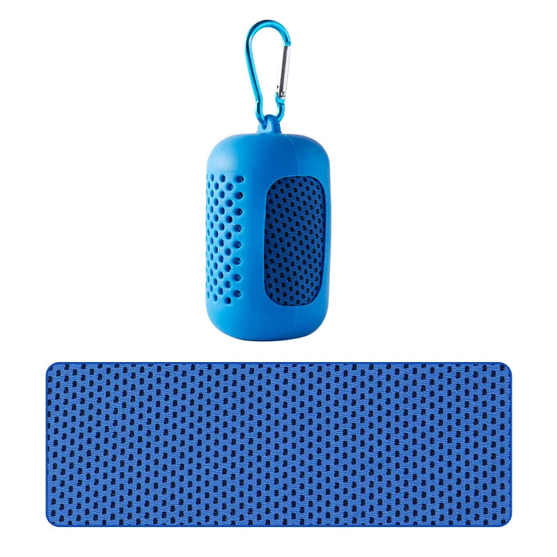 Portable Cooling Towel with Silicone Case Quick-Dry Sports Beach Towel