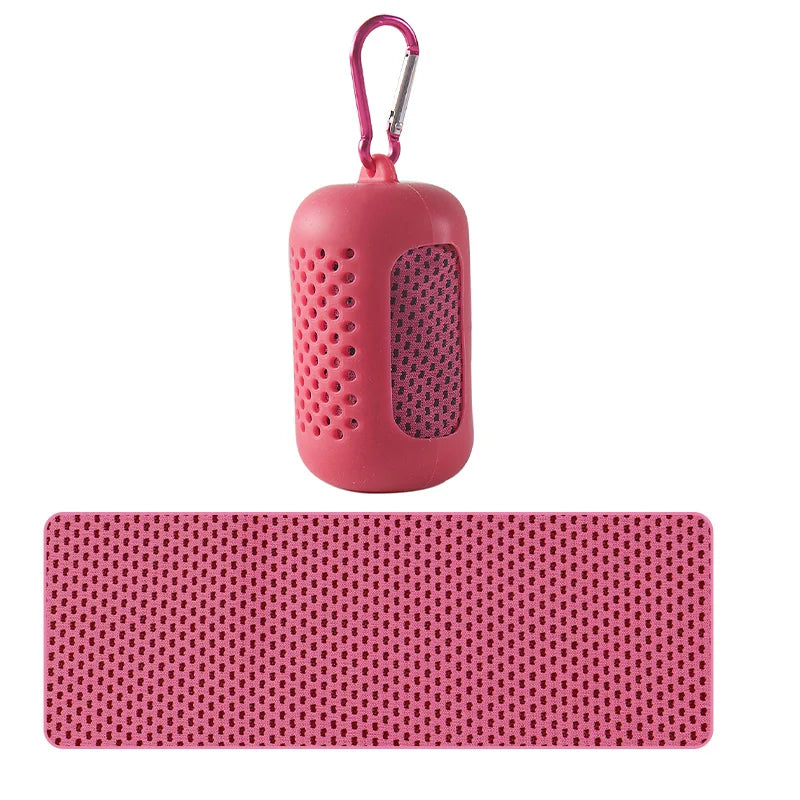 Portable Cooling Towel with Silicone Case Quick-Dry Sports Beach Towel