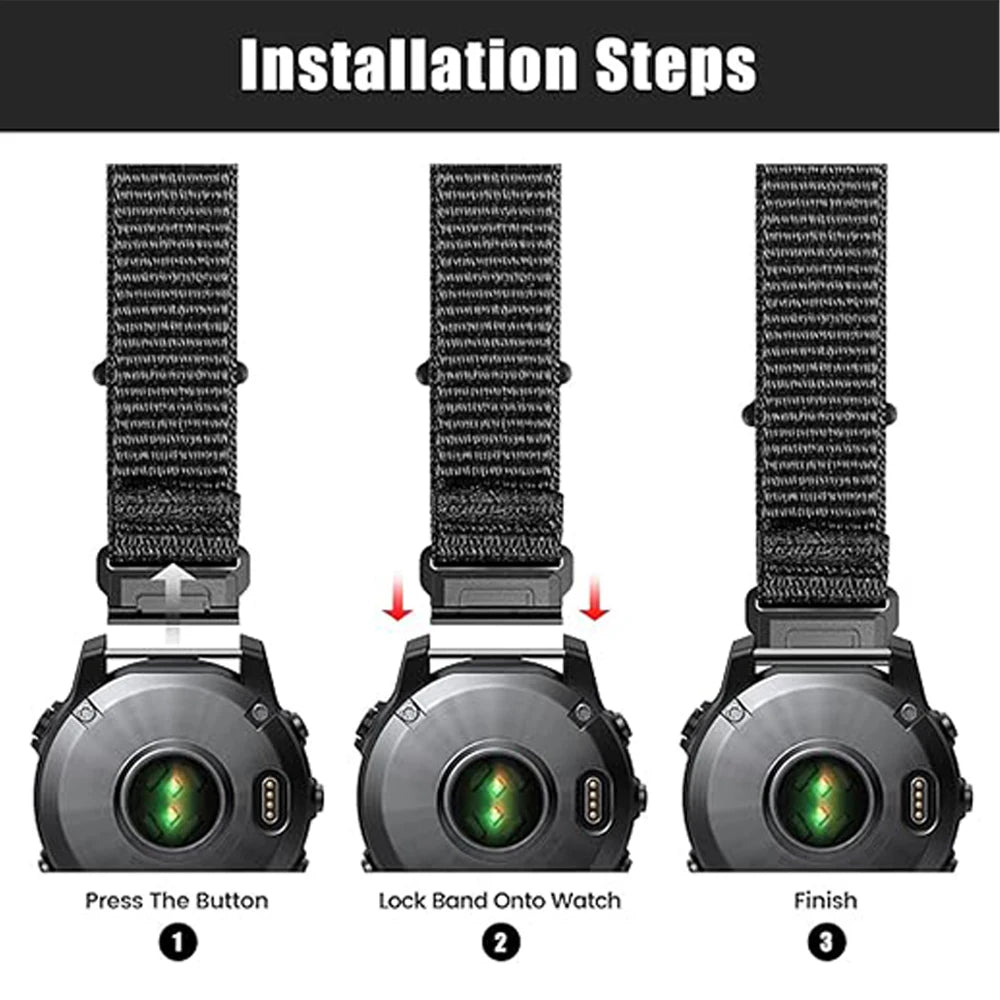 QuickFit Nylon Watch Band for Garmin Fenix, Forerunner, Enduro & Instinct 22mm/26mm
