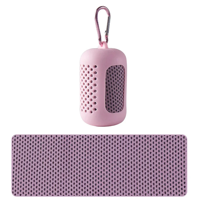 Portable Cooling Towel with Silicone Case Quick-Dry Sports Beach Towel