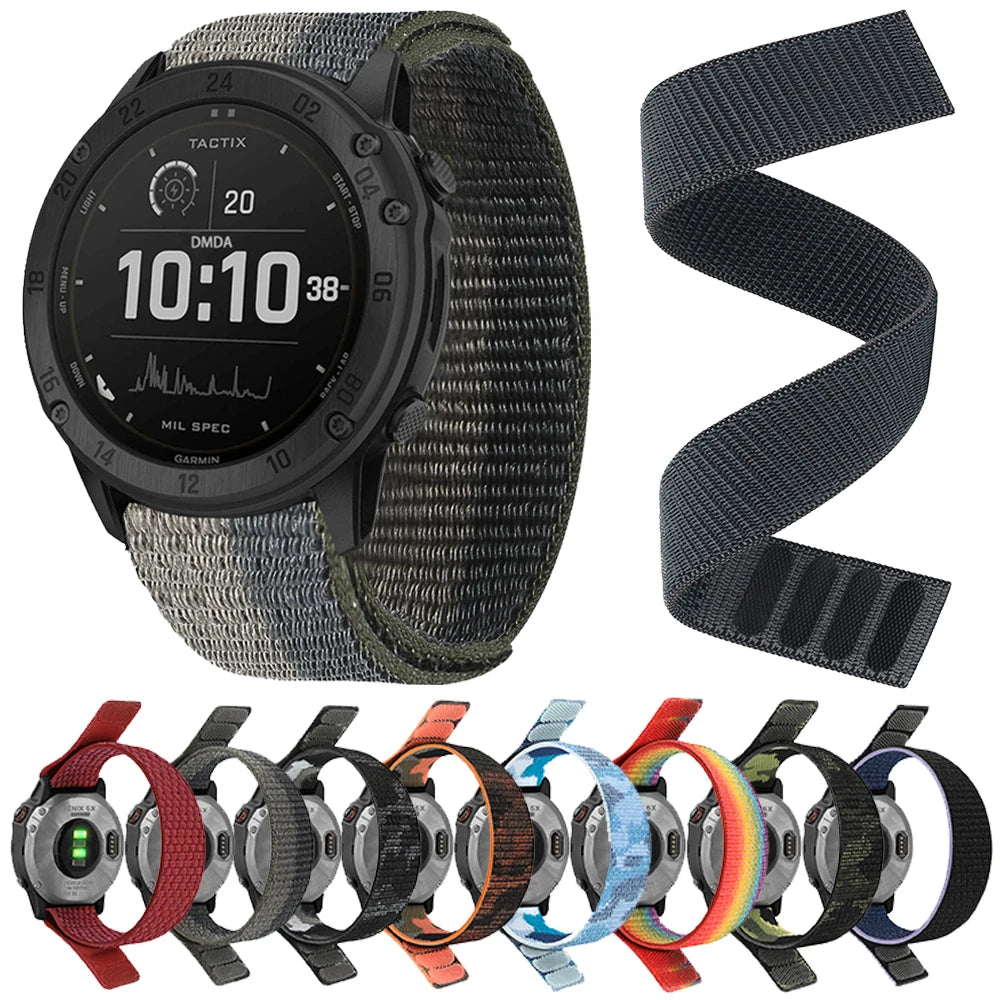 QuickFit Nylon Loop Strap for Garmin Tactix & Fenix 22mm/26mm